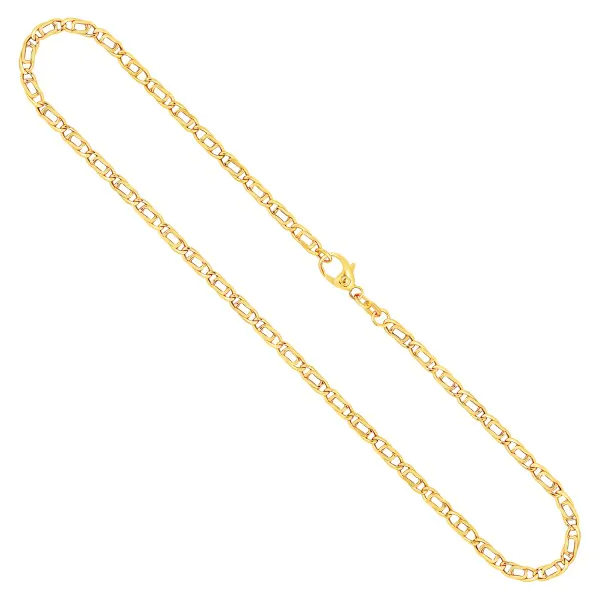 Goldkette als Tigeraugenkette hohl in Gelbgold 585 / 14K, 45 cm lang, 3,8 mm breit, Gewicht ca. 5.7 g.