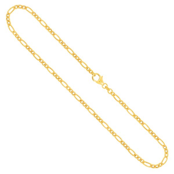 Goldkette als Figarokette diamantiert Gliederung 3+1 in Gelbgold 585 / 14K, 45 cm lang, 2,8 mm breit, Gewicht ca. 8.9 g.
