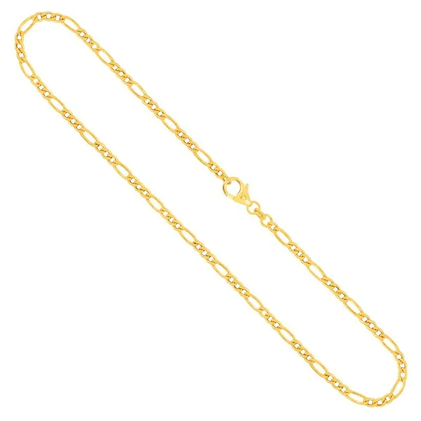 Goldkette als Figarokette diamantiert Gliederung 3+1 in Gelbgold 585 / 14K, 45 cm lang, 2,8 mm breit, Gewicht ca. 8.9 g.