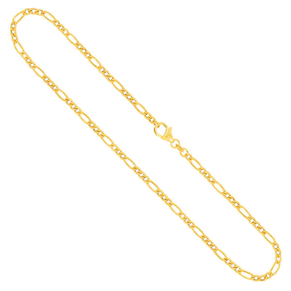 Goldkette als Figarokette diamantiert Gliederung 3+1 in Gelbgold 585 / 14K, 50 cm lang, 2,8 mm breit, Gewicht ca. 9.8 g.