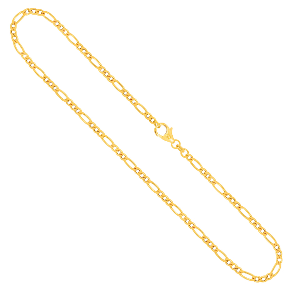 Goldkette als Figarokette diamantiert Gliederung 3+1 in Gelbgold 585 / 14K, 55 cm lang, 2,8 mm breit, Gewicht ca. 11 g.