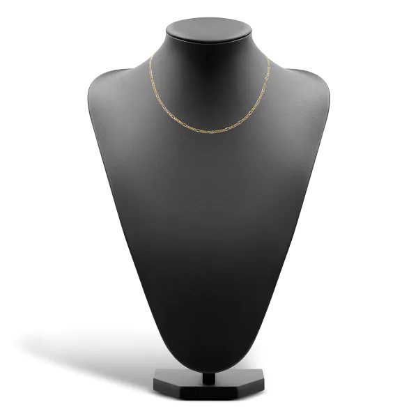 Goldkette als Figarokette diamantiert Gliederung 5+1 in Gelbgold 585 / 14K, 50 cm lang, 2,8 mm breit, Gewicht ca. 9.2 g.