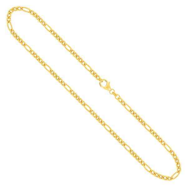 Goldkette als Figarokette diamantiert Gliederung 5+1 in Gelbgold 585 / 14K, 45 cm lang, 2,8 mm breit, Gewicht ca. 8.3 g.