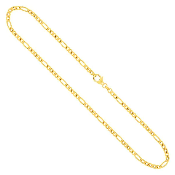 Goldkette als Figarokette diamantiert Gliederung 5+1 in Gelbgold 585 / 14K, 45 cm lang, 2,8 mm breit, Gewicht ca. 8.3 g.