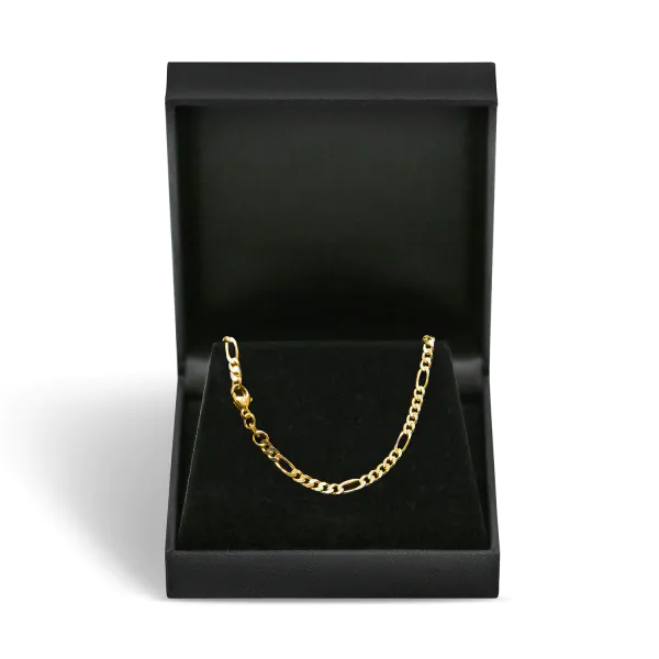 Goldkette als Figarokette diamantiert Gliederung 5+1 in Gelbgold 585 / 14K, 55 cm lang, 2,8 mm breit, Gewicht ca. 10 g.