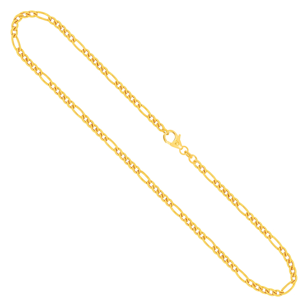 Goldkette als Figarokette diamantiert Gliederung 5+1 in Gelbgold 585 / 14K, 50 cm lang, 2,8 mm breit, Gewicht ca. 9.2 g.