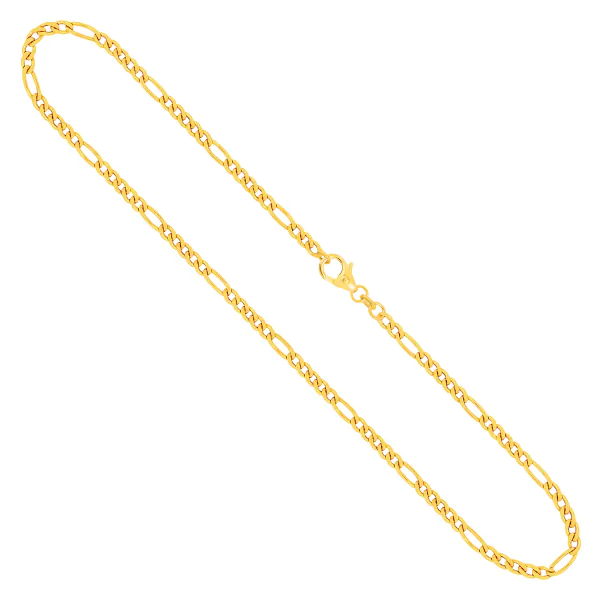 Goldkette als Figarokette diamantiert Gliederung 5+1 in Gelbgold 585 / 14K, 50 cm lang, 2,8 mm breit, Gewicht ca. 9.2 g.