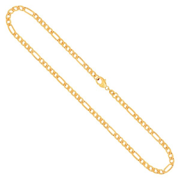 Goldkette als Figarokette diamantiert in Gelbgold 585 / 14K, 55 cm lang, 3,4 mm breit, Gewicht ca. 14 g.