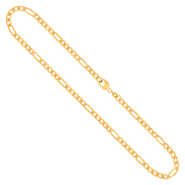 Goldkette als Figarokette diamantiert in Gelbgold 585 / 14 Karat, 40 cm lang, 3.4 mm breit, Gewicht ca. 9,8 g.