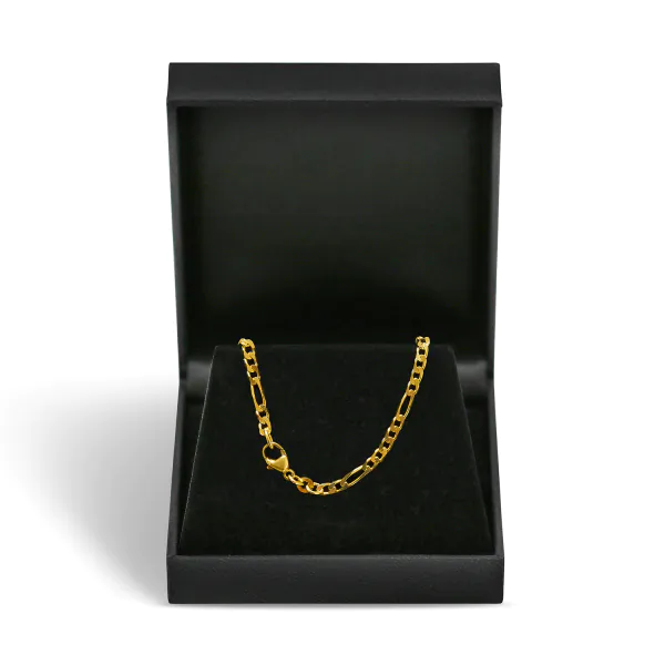 Goldkette als Figarokette diamantiert in Gelbgold 585 / 14 Karat, 40 cm lang, 3.4 mm breit, Gewicht ca. 9,8 g.