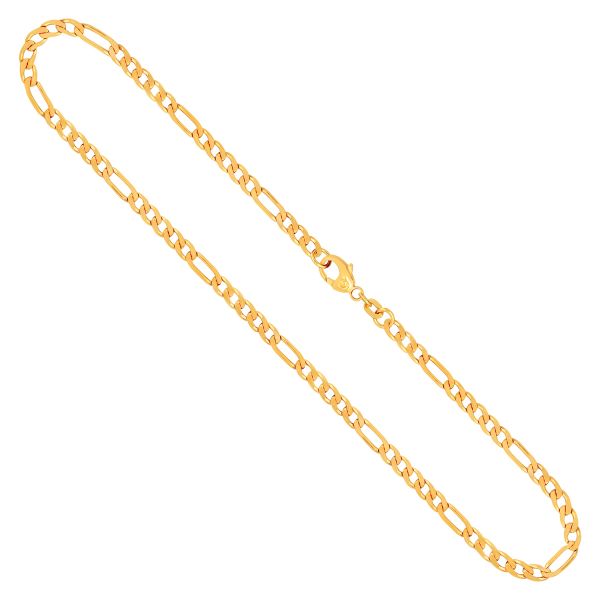 Goldkette als Figarokette diamantiert in Gelbgold 333 / 8K, 45 cm lang, 3,4 mm breit, Gewicht ca. 9.6 g.