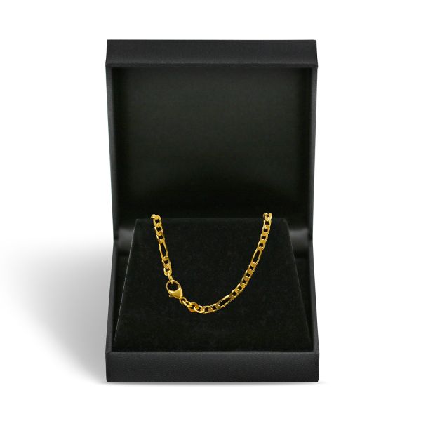 Goldkette als Figarokette diamantiert in Gelbgold 333 / 8K, 45 cm lang, 3,4 mm breit, Gewicht ca. 9.6 g.