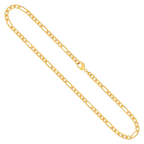 Goldkette als Figarokette diamantiert in Gelbgold 333 / 8K, 50 cm lang, 3,4 mm breit, Gewicht ca. 10.7 g.