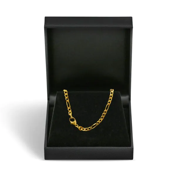 Goldkette als Figarokette diamantiert in Gelbgold 333 / 8K, 55 cm lang, 3,4 mm breit, Gewicht ca. 11.7 g.