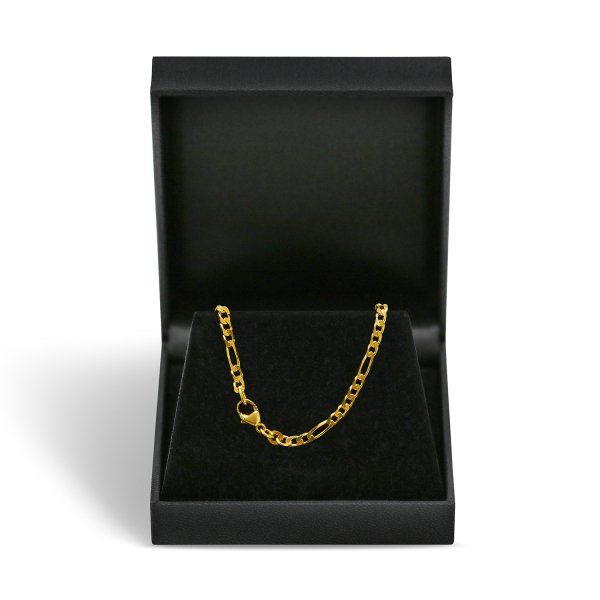 Goldkette als Figarokette diamantiert in Gelbgold 585 / 14K, 45 cm lang, 3,4 mm breit, Gewicht ca. 11 g.
