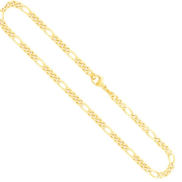 Goldkette als Figarokette diamantiert in Gelbgold 585 / 14K, 90 cm lang, 4,3 mm breit, Gewicht ca. 39.8 g.