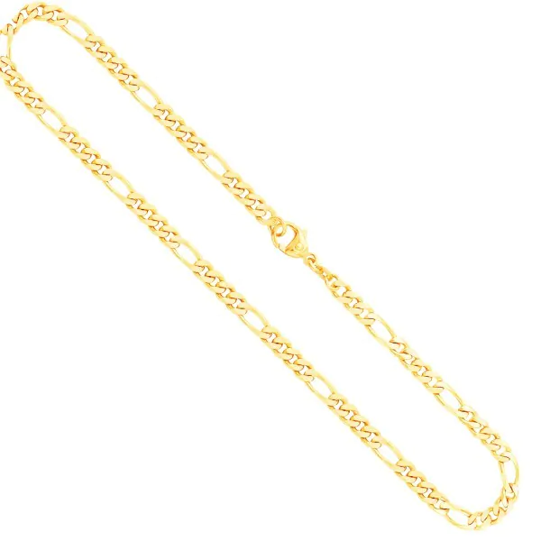 Goldkette als Figarokette diamantiert in Gelbgold 333 / 8K, 40 cm lang, 4,3 mm breit, Gewicht ca. 14.6 g.