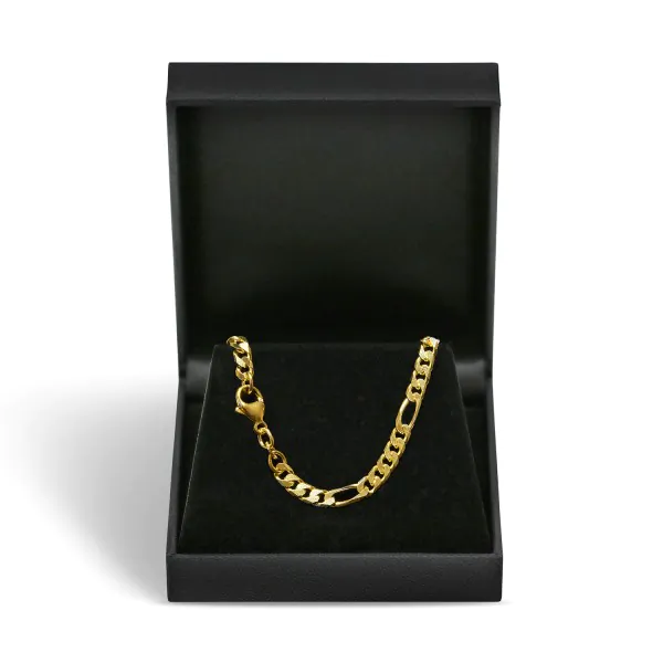 Goldkette als Figarokette diamantiert in Gelbgold 333 / 8K, 45 cm lang, 4,3 mm breit, Gewicht ca. 16.5 g.