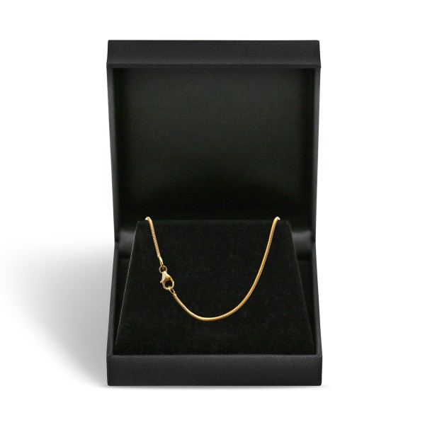 Goldkette als Schlangenkette in Gelbgold 375 / 9K, 42 cm lang, 1,4 mm breit, Gewicht ca. 3.4 g.