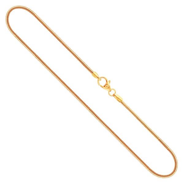 Goldkette als Schlangenkette in Gelbgold 375 / 9K, 36 cm lang, 1,4 mm breit, Gewicht ca. 3 g.