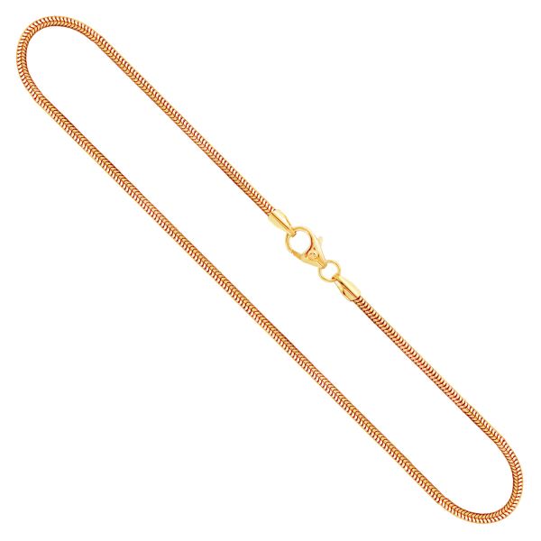 Goldkette als Schlangenkette in Gelbgold 375 / 9K, 50 cm lang, 1,6 mm breit, Gewicht ca. 5.2 g.