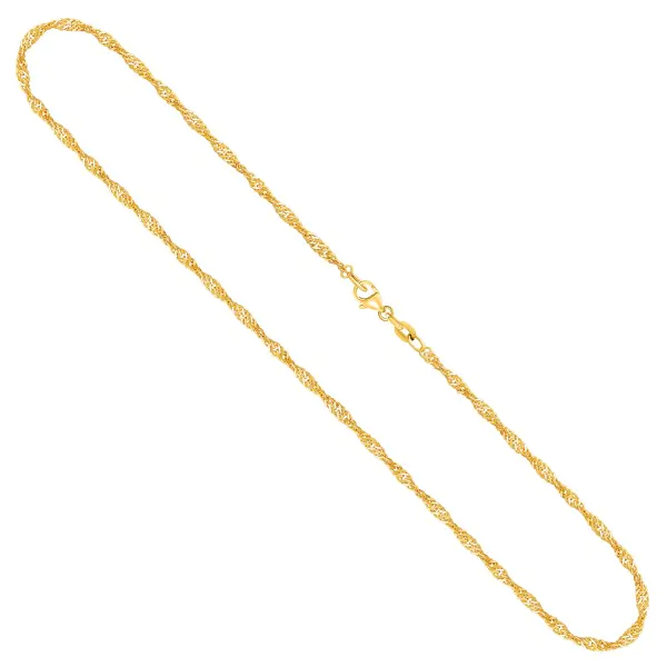 Goldkette als Singapurkette in Gelbgold 750 / 18K, 45 cm lang, 1.8 mm breit, Gewicht ca. 3.5 g.