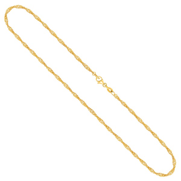 Goldkette als Singapurkette in Gelbgold 750 / 18K, 55 cm lang, 1.8 mm breit, Gewicht ca. 4.3 g.