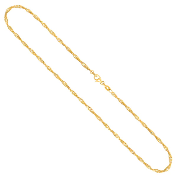 Goldkette als Singapurkette in Gelbgold 585 / 14 Karat, 42 cm lang, 1.8 mm breit, Gewicht ca. 2,6 g.