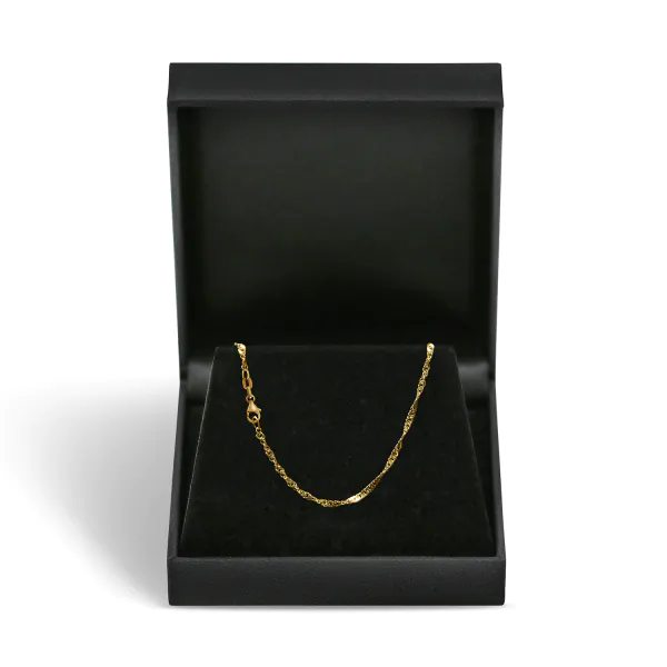 Goldkette als Singapurkette in Gelbgold 585 / 14 Karat, 50 cm lang, 1.8 mm breit, Gewicht ca. 3,1 g.