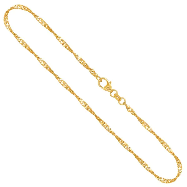 Goldkette als Singapurkette in Gelbgold 585 / 14K, 90 cm lang, 2,2 mm breit, Gewicht ca. 7.2 g.