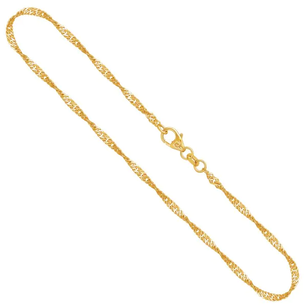 Goldkette als Singapurkette in Gelbgold 375 / 9 Karat, 60 cm lang, 2.2 mm breit, Gewicht ca. 4.4 g.