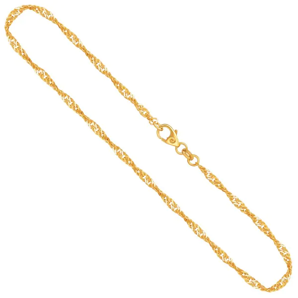 Goldkette als Singapurkette in Gelbgold 375 / 9K, 80 cm lang, 2,4 mm breit, Gewicht ca. 6.6 g.