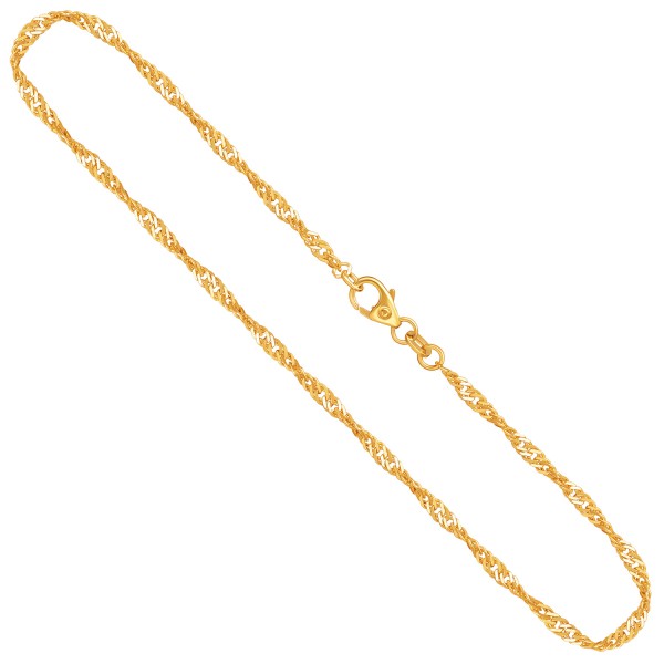 Goldkette als Singapurkette in Gelbgold 375 / 9K, 40 cm lang, 2,4 mm breit, Gewicht ca. 3.3 g.