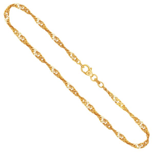 Goldkette als Singapurkette in Gelbgold 333 / 8K, 42 cm lang, 2,9 mm breit, Gewicht ca. 5.3 g.