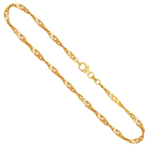 Goldkette als Singapurkette in Gelbgold 375 / 9K, 55 cm lang, 2,9 mm breit, Gewicht ca. 7.1 g.