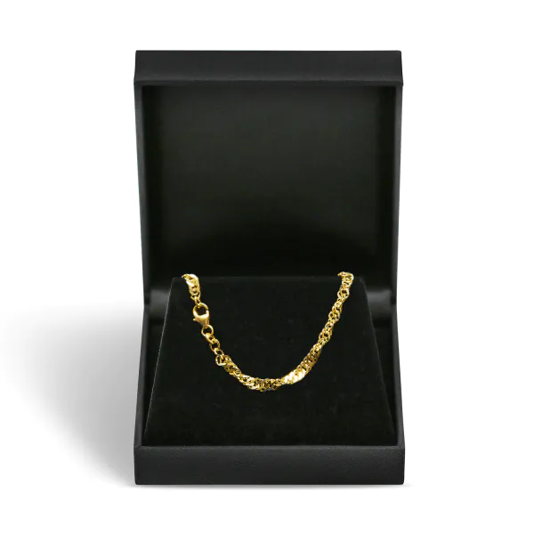 Armband als Singapurkette in Gelbgold 333 / 8 Karat, 17 cm lang, 3.4 mm breit, Gewicht ca. 2,9 g.