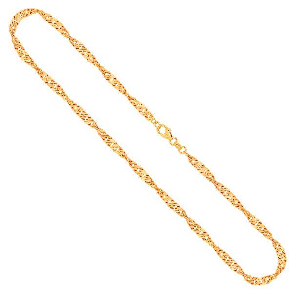Goldkette als Singapurkette in Gelbgold 333 / 8K, 45 cm lang, 3,4 mm breit, Gewicht ca. 8 g.