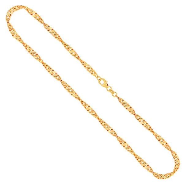 Goldkette als Singapurkette in Gelbgold 333 / 8K, 45 cm lang, 3,4 mm breit, Gewicht ca. 8 g.