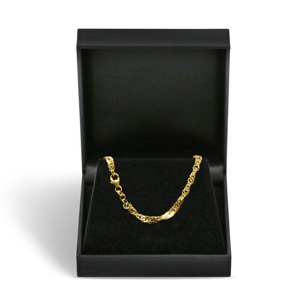 Goldkette als Singapurkette in Gelbgold 333 / 8K, 45 cm lang, 3,4 mm breit, Gewicht ca. 8 g.