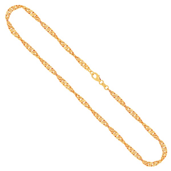 Goldkette als Singapurkette in Gelbgold 585 / 14K, 65 cm lang, 3,4 mm breit, Gewicht ca. 14.5 g.