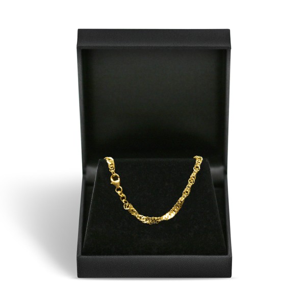 Goldkette als Singapurkette in Gelbgold 333 / 8K, 70 cm lang, 3,4 mm breit, Gewicht ca. 12.1 g.