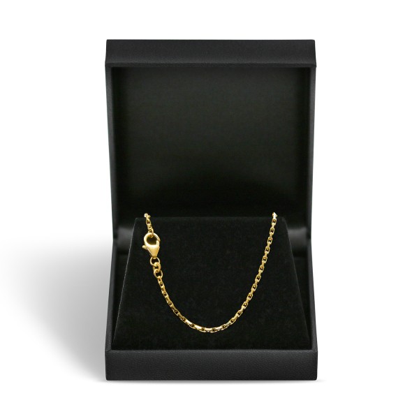 Goldkette als Ankerkette diamantiert in Gelbgold 750 / 18K, 38 cm lang, 1,8 mm breit, Gewicht ca. 7.3 g.