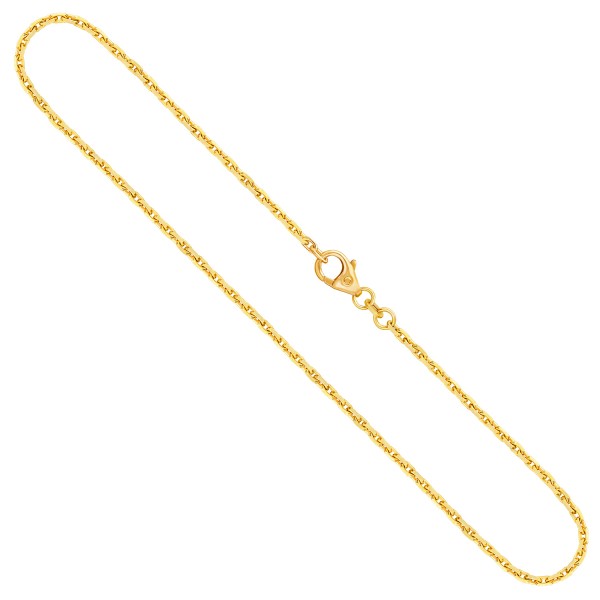 Goldkette als Ankerkette diamantiert in Gelbgold 375 / 9K, 55 cm lang, 1,8 mm breit, Gewicht ca. 7.5 g.