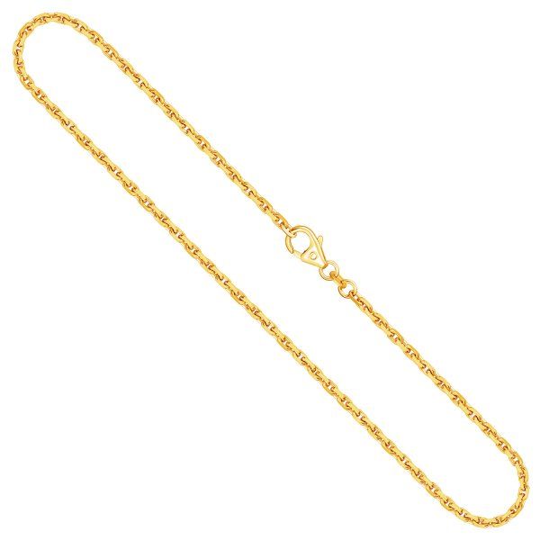 Goldkette als Ankerkette diamantiert in Gelbgold 333 / 8K, 80 cm lang, 2 mm breit, Gewicht ca. 14.2 g.