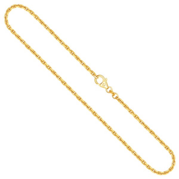 Goldkette als Ankerkette diamantiert in Gelbgold 333 / 8K, 42 cm lang, 2 mm breit, Gewicht ca. 7.5 g.