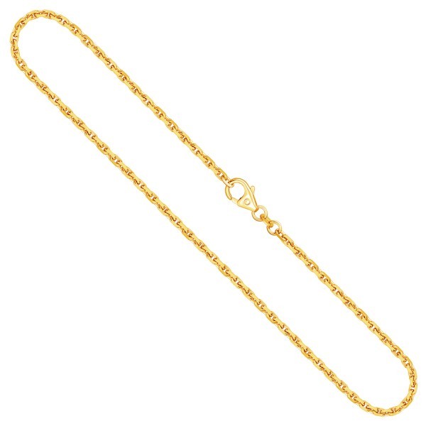 Goldkette als Ankerkette diamantiert in Gelbgold 750 / 18K, 50 cm lang, 2 mm breit, Gewicht ca. 12.8 g.