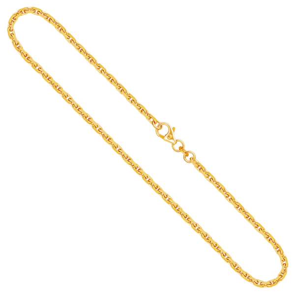 Goldkette als Ankerkette diamantiert in Gelbgold 333 / 8 Karat, 38 cm lang, 2.5 mm breit, Gewicht ca. 10