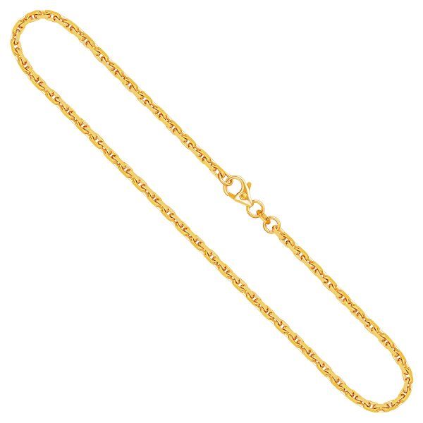 Goldkette als Ankerkette diamantiert in Gelbgold 333 / 8K, 42 cm lang, 2,5 mm breit, Gewicht ca. 11 g.
