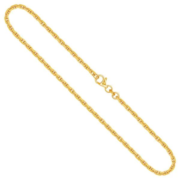 Goldkette als Ankerkette diamantiert in Gelbgold 333 / 8K, 50 cm lang, 2,5 mm breit, Gewicht ca. 12.5 g.