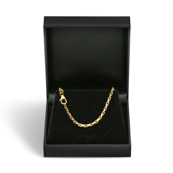 Goldkette als Ankerkette diamantiert in Gelbgold 333 / 8K, 50 cm lang, 2,5 mm breit, Gewicht ca. 12.5 g.